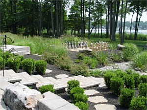 Natural landscaping on a hill